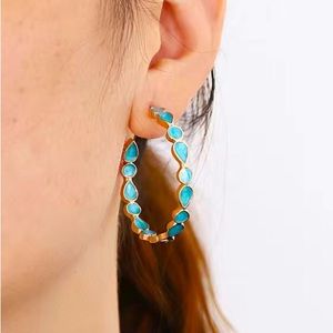 💙NWT- Topaz Zircon Hoop Earrings Set in Gold Overlay💙